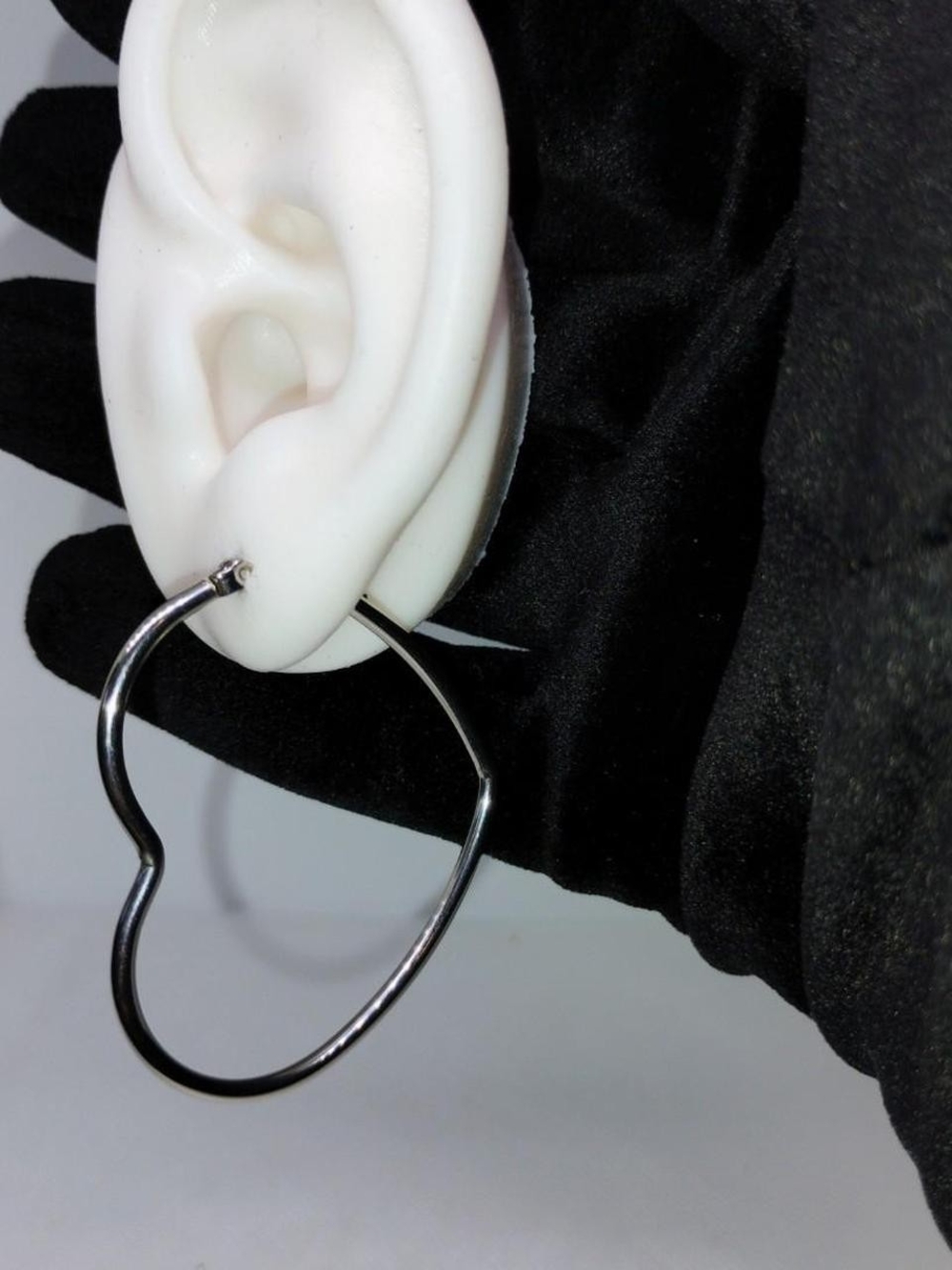 Silver Heart Hoop Earrings, Stainless Steel